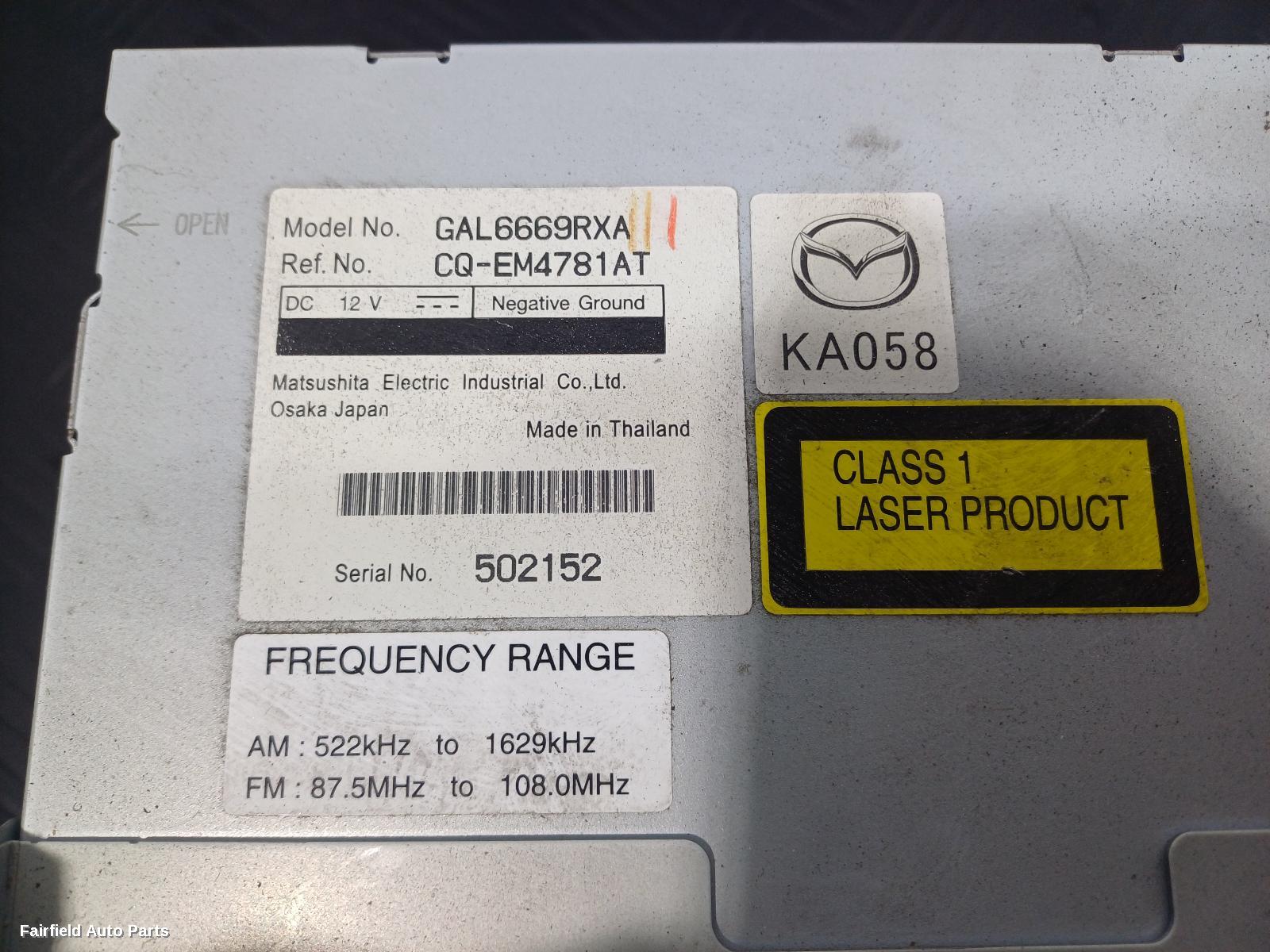 2008-2012 Mazda 6 Radio Cd Dvd Sat Tv