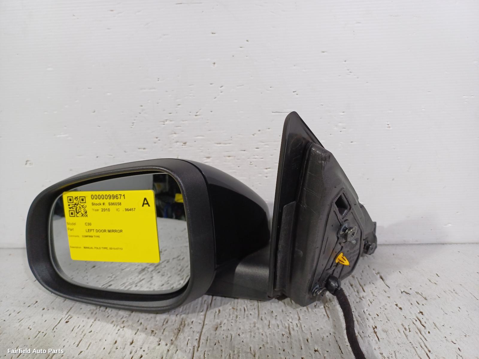 2010-2013 Volvo C30 Left Door Mirror