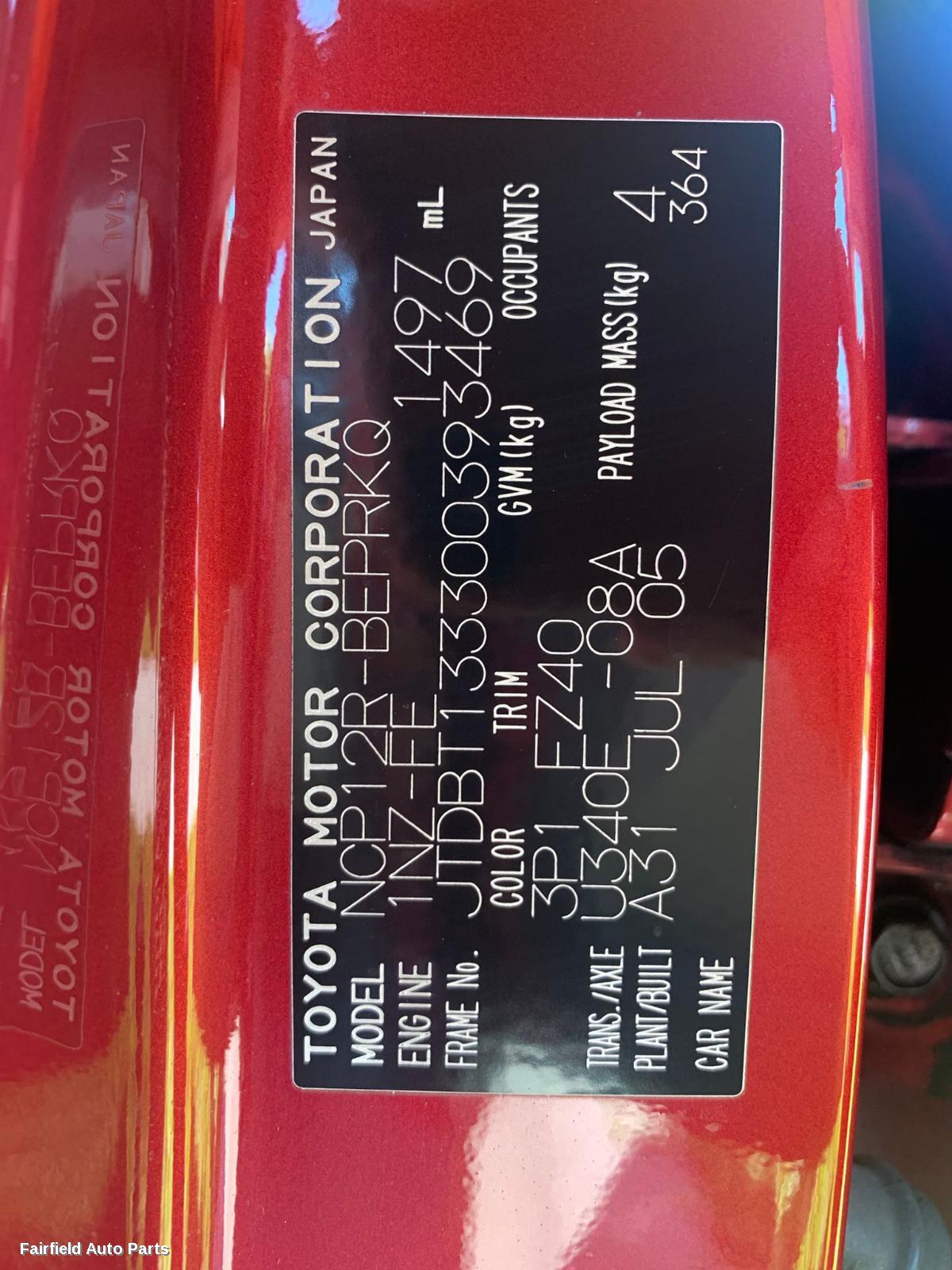 1999-2005 Toyota Echo Right Rear Wnd Reg Motor