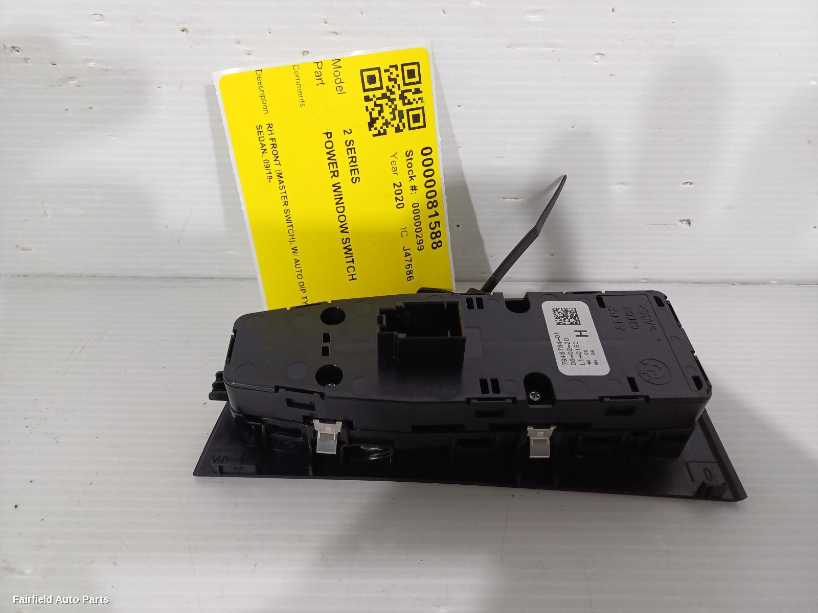 2019-2023 Bmw 2 Series Pwr Dr Wind Switch