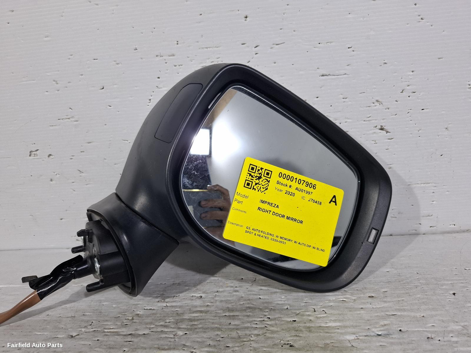 2020-2023 Subaru Impreza Right Door Mirror