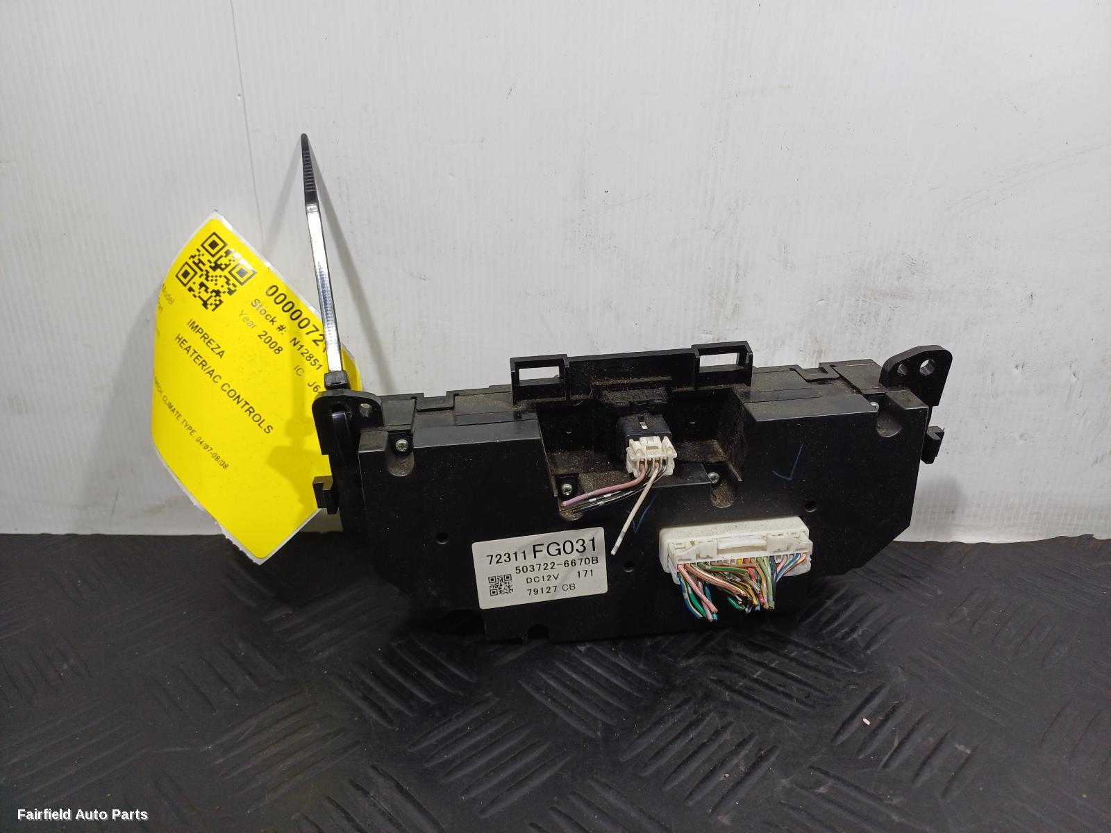 2007-2008 Subaru Impreza Heater Ac Controls