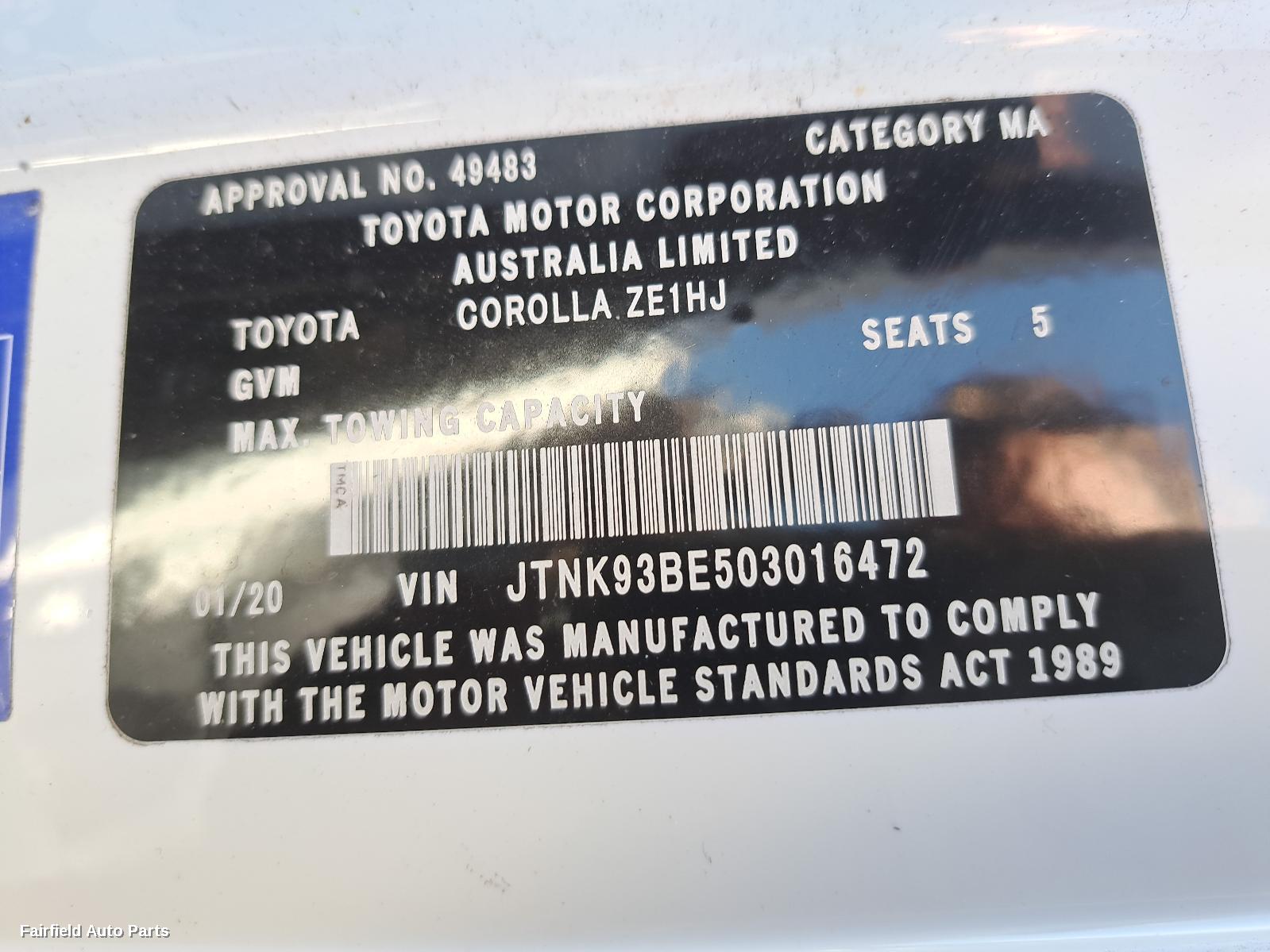 2018-2026 Toyota Corolla Left Rear Strut