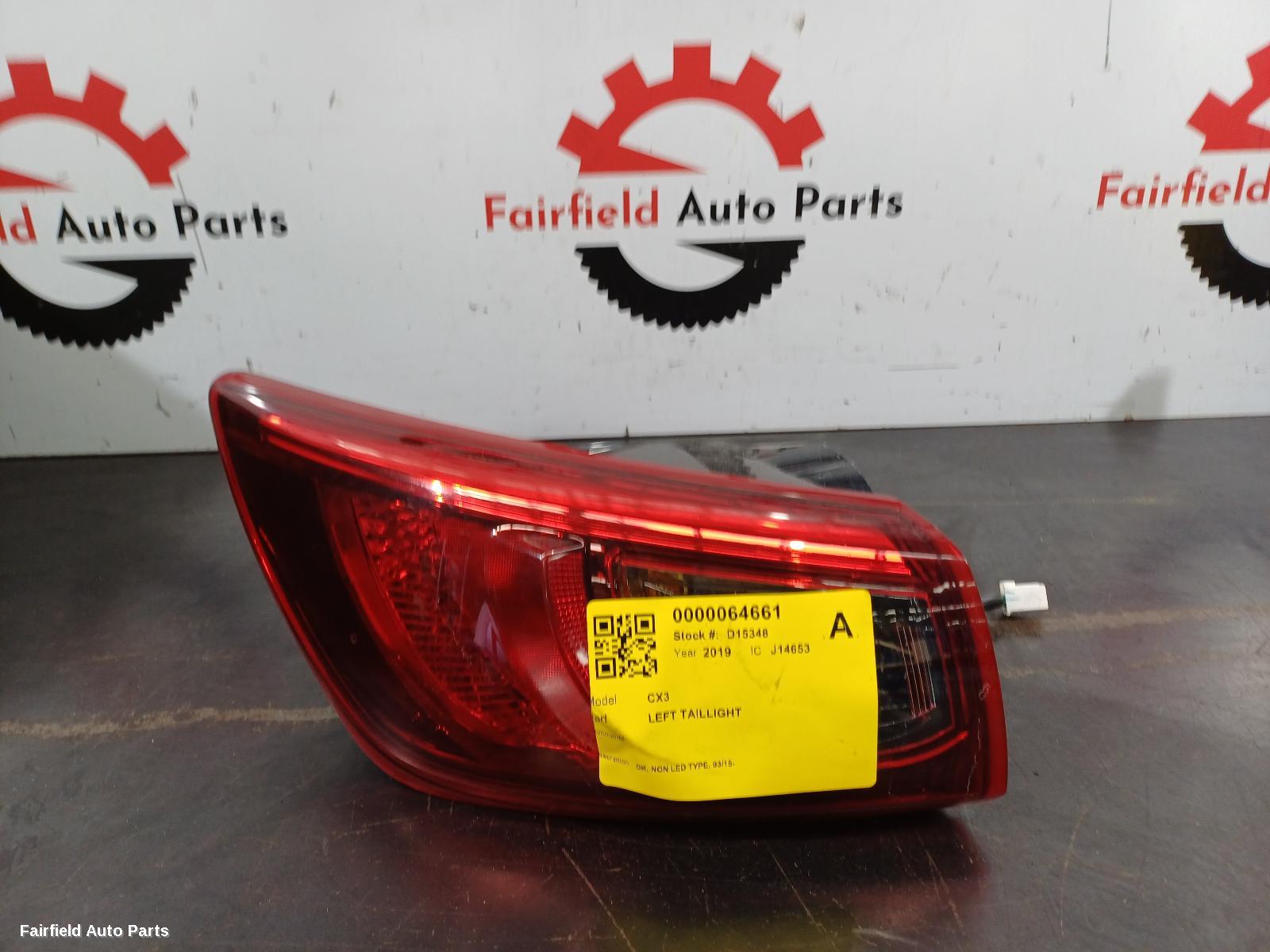 2015-2024 Mazda Cx3 Left Taillight