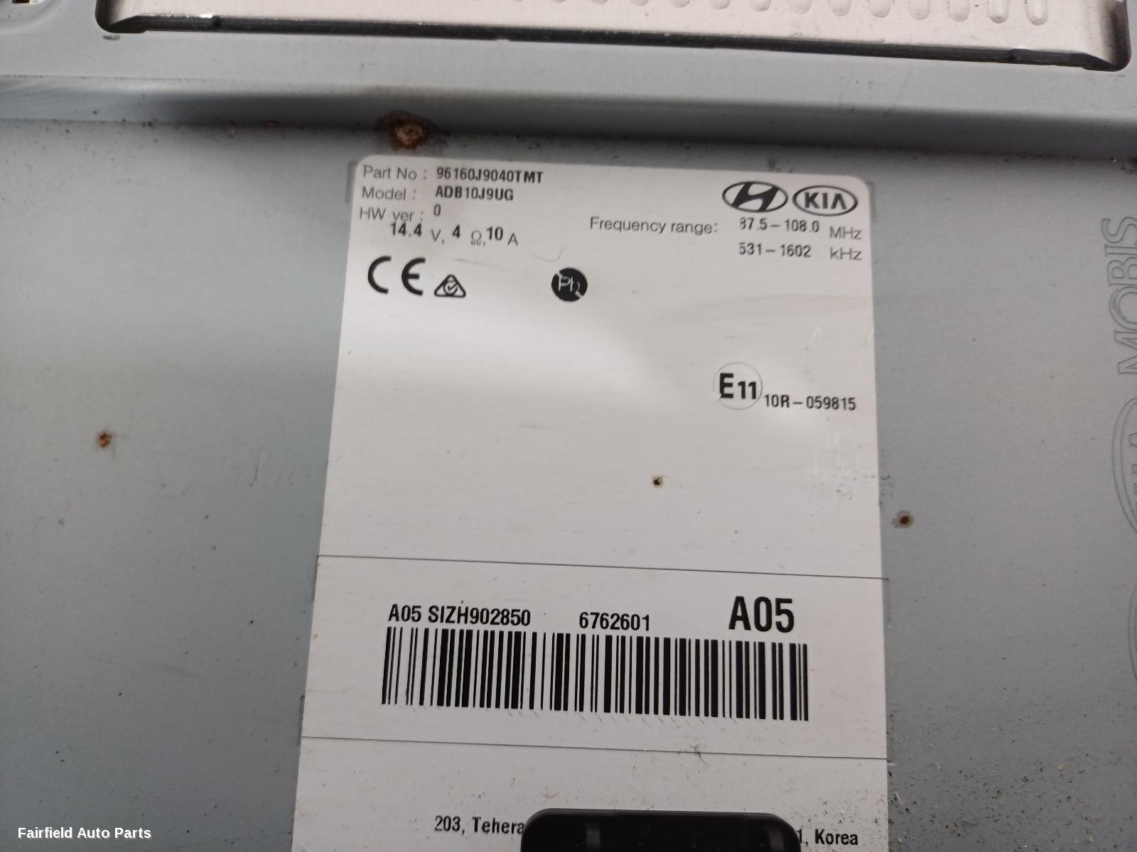 2017-2020 Hyundai Kona Radio Cd Dvd Sat Tv