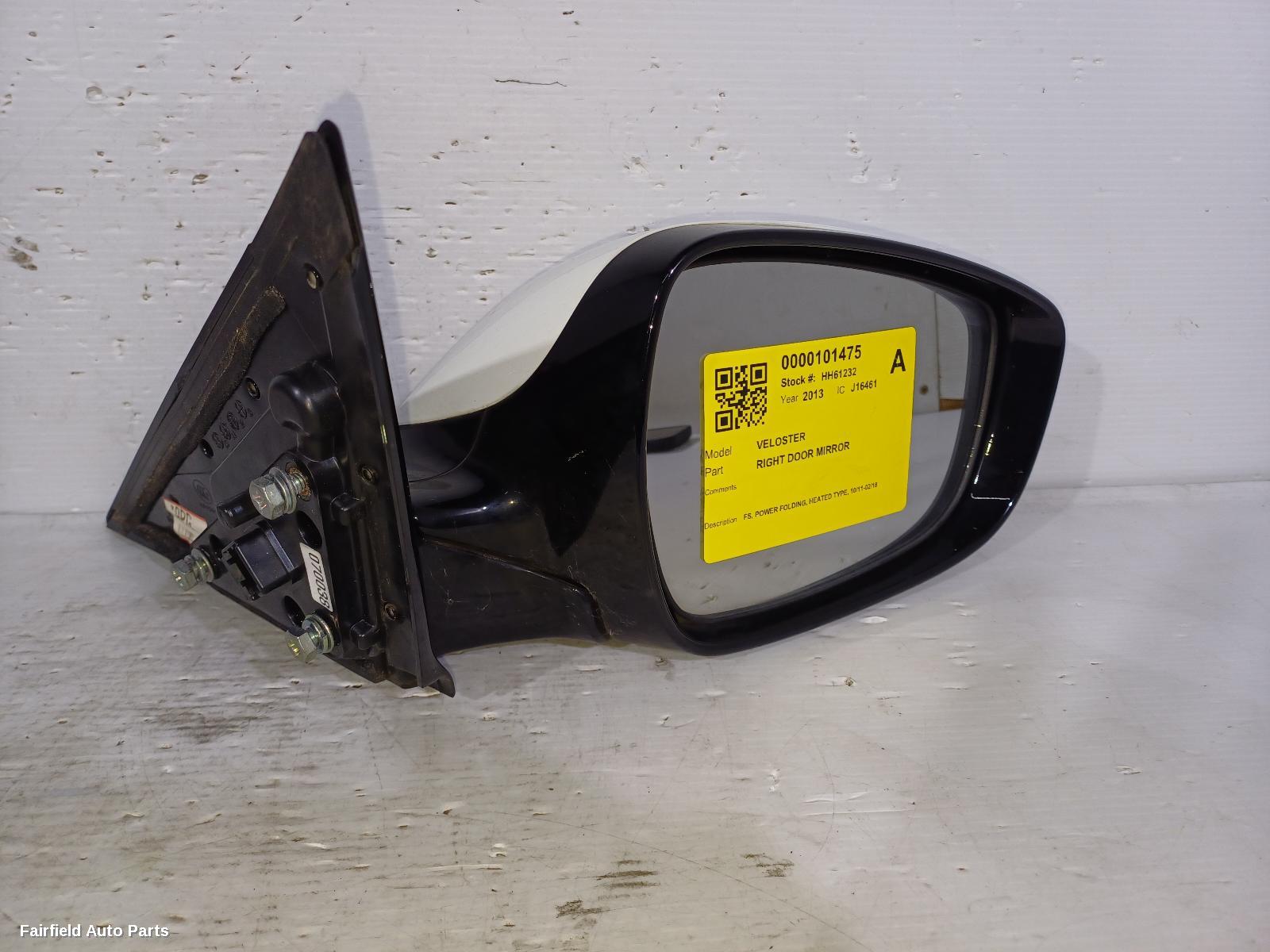 2011-2018 Hyundai Veloster Right Door Mirror