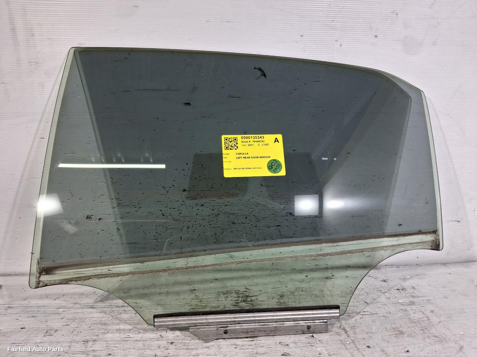 2007-2013 Toyota Corolla Left Rear Door Window