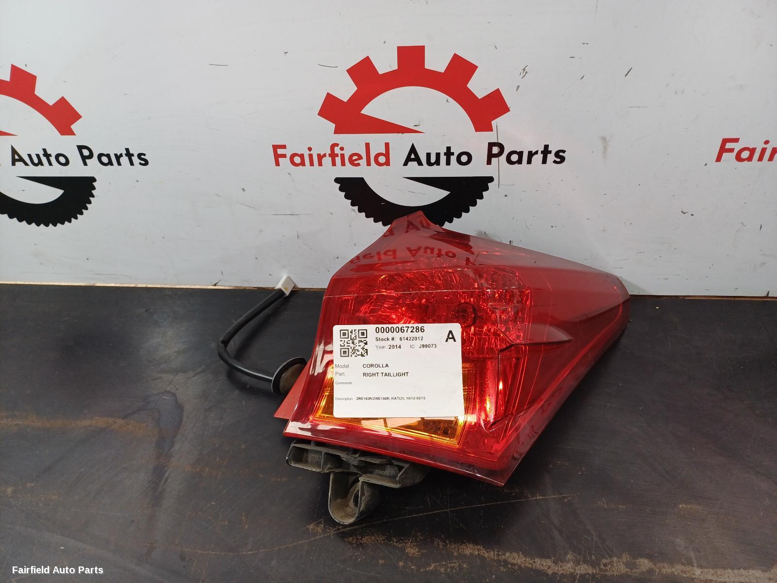 2012-2015 Toyota Corolla Right Taillight
