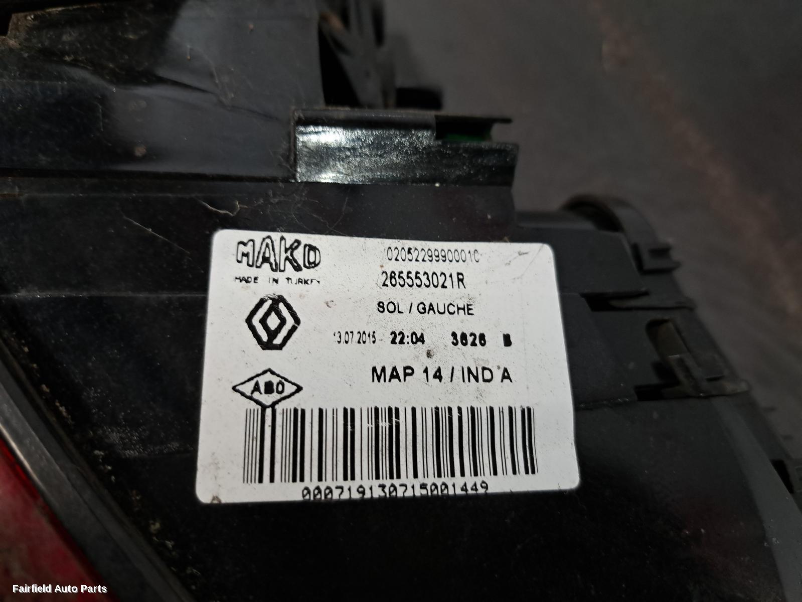 2013-2019 Renault Clio Left Taillight
