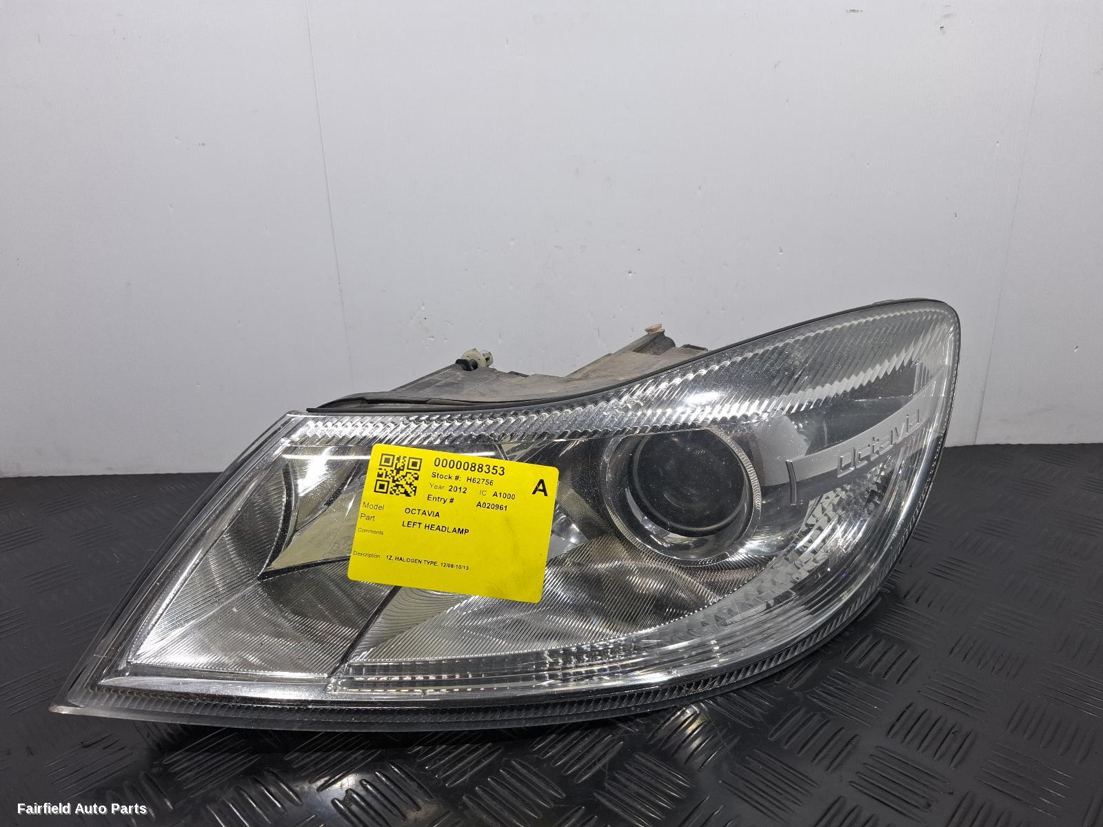 2008-2013 Skoda Octavia Left Headlamp