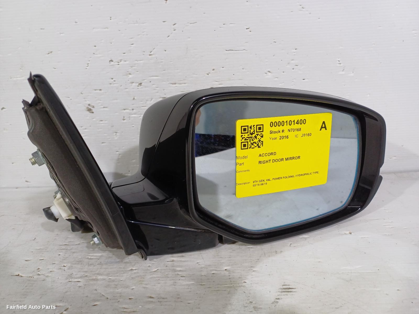 2016-2019 Honda Accord Right Door Mirror