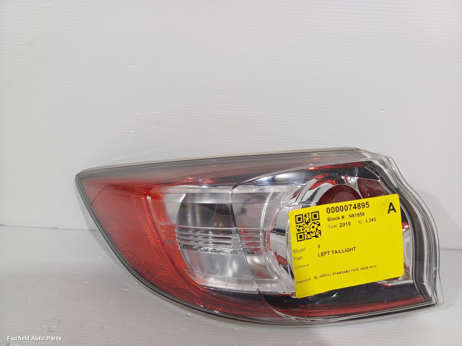 2009-2013 Mazda 3 Left Taillight