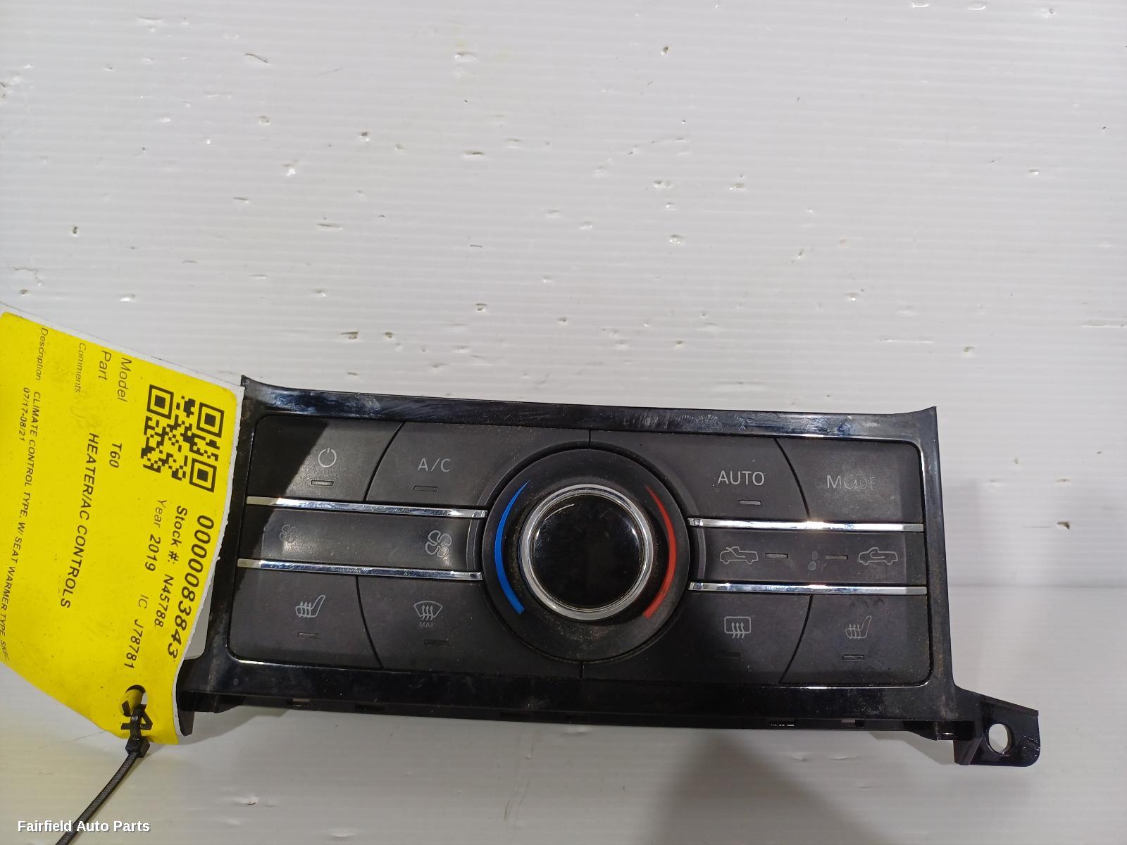 2017-2021 Ldv T60 Heater Ac Controls