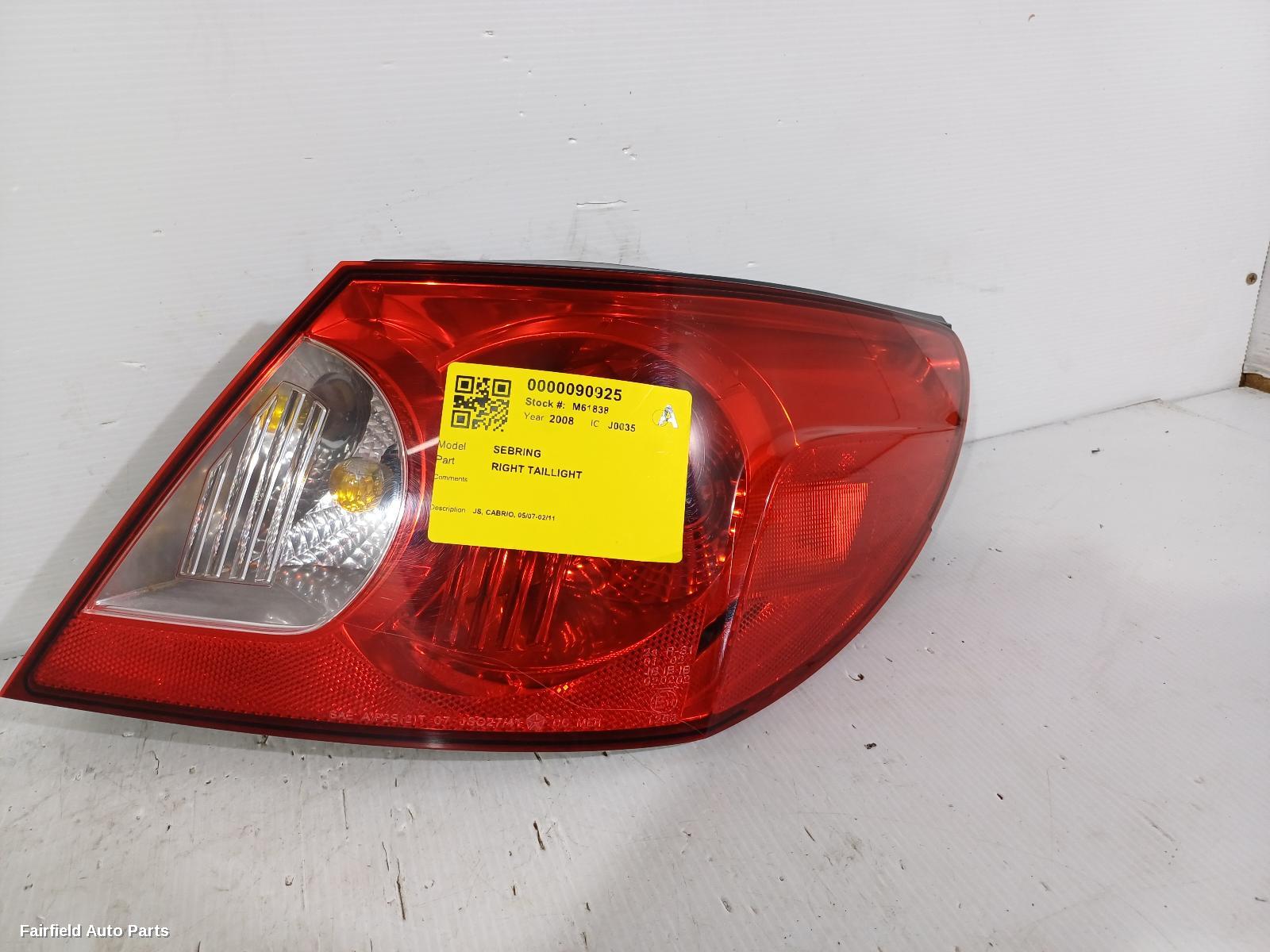 2007-2011 Chrysler Sebring Right Taillight