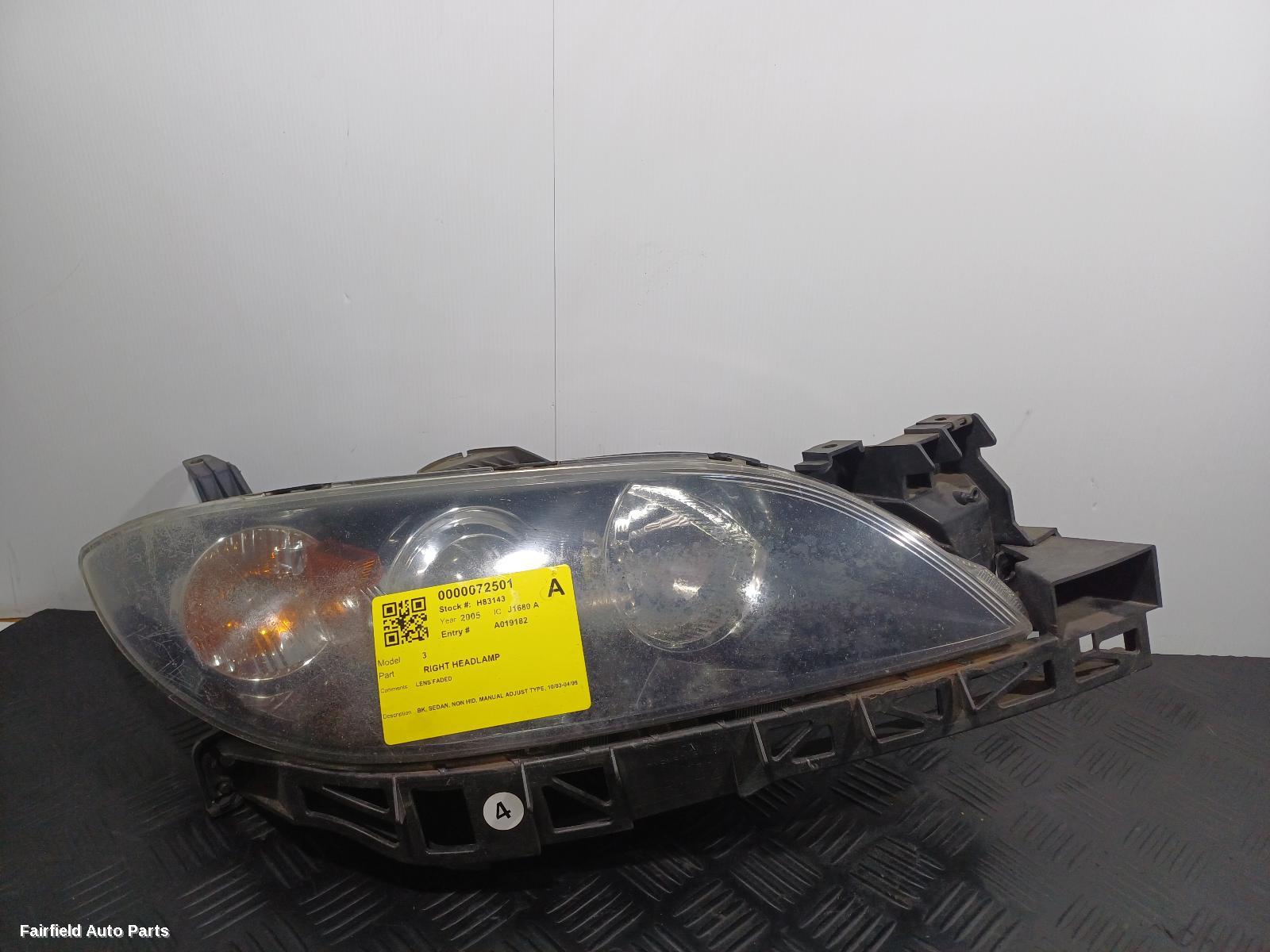 2003-2009 Mazda 3 Right Headlamp