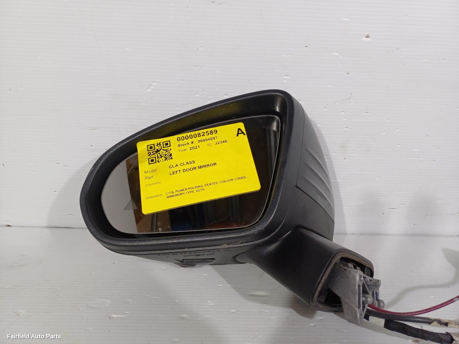 2019-2023 Mercedes Cla Class Left Door Mirror